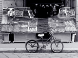 Bike Parked in Front of Fruit Stand, Lombardia, Milan, Italy Photographic Print by Walter Bibikow