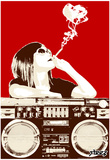 Steez Boombox Joint - Red Art Poster Print Posters
