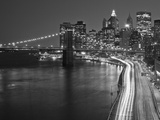 Brooklyn Bridge and Parkway, East River with Lower Manhattan Skyline, Brooklyn, New York, Usa Photographic Print by Paul Souders