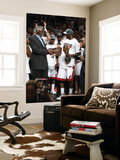 Miami, FL - June 21:  Former NBA Hall of Famer Bill Russell presents the Bill Russell NBA Finals MV Wall Mural by Joe Murphy