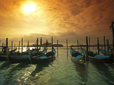 Venice, Veneto, Italy, Gondolas Tied at the Bacino Di San Marco Photographic Print by Ken Scicluna