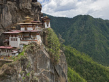Taktshang Goemba, 'Tiger's Nest', Bhutan's Most Famous Monastery, Perched Miraculously on Ledge of  Photographic Print by Nigel Pavitt