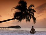 Maldives, Meemu Atoll, Medhufushi Island, Man Meditating on the Beach (Mr) Photographic Print by Michele Falzone