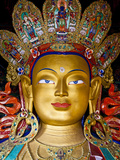 India, Ladakh, Thiksey, the Immense and Beautifully Gilded Maitreya Buddha in the Chamkhang Temple  Photographic Print by Katie Garrod