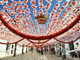 Streets Decorated with Paper Flowers. People Festivities (Festas Do Povo). Campo Maior, Portugal Photographic Print by Mauricio Abreu