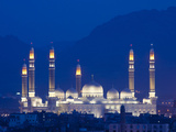 Yemen, Sana'A, Al-Saleh Mosque at Dusk Photographic Print by Nick Ledger