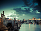 Czech Republic, Prague, Stare Mesto (Old Town), Charles Bridge, Hradcany Castle and St. Vitus Cathe Photographie par Michele Falzone
