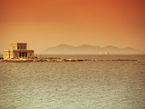 Sicily, Italy, Western Europe, a Villa at Sea with the Egadi Islands Visible in the Background in t Photographic Print by Ken Scicluna