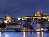 Czech Republic, Prague, Stare Mesto (Old Town), Charles Bridge, Hradcany Castle and St. Vitus Cathe Photographic Print by Michele Falzone