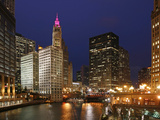 The Wrigley Building in the Loop in Chicago on a Rainy Day, USA Photographic Print by David Bank