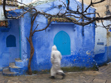 Man Wearing a Djellaba on the Street, Chefchaouen, Morocco Photographic Print by Peter Adams