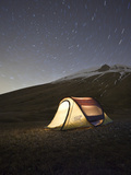 Italy, Umbria, Perugia District, Monti Sibillini Np, Norcia, Tent under the Star, Startrail with Po Photographic Print by Francesco Iacobelli