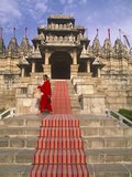 India, Rajasthan, Ranakpur, a Priest at the Famous Chaumukha Mandir, an Elaborately Sculpted Jain T Photographic Print by Amar Grover