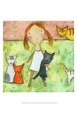 Girl with Cats Posters by Carla Sonheim