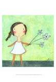 Green Flowers Print by Carla Sonheim