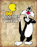 Tweety & Sylvester Retro Plaque en métal