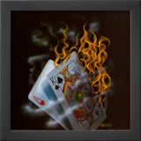 Burning Blackjack Poster by Michael Godard