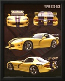 Dodge Viper (GTS-ACR, Yellow) Art Poster Print Prints