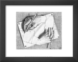 Drawing Hands Print by M. C. Escher