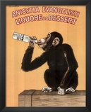 Monkey Drinking Liquor Vintage Ad Art Print Poster Art