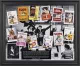 Elvis In Hollywood framed presentation with a piece of a suit jacket worn by Elvis Framed Memorabilia