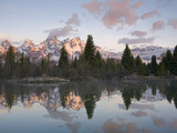 Grand Tetons from Schwabacher Landing on the Snake River at Sunrise in Grand Teton National Park Photographic Print by David Cobb