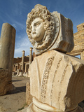 Carved Marble Gorgon Head in the Severan Forum, Leptis Magna Roman Ruins, Libya Photographic Print by Gary Cook