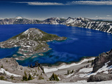 Crater Lake and Wizard Island, Looking East Toward Mount Scott on Far Side Photographic Print by Ellen Bishop