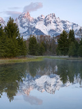 Grand Tetons from Schwabacher Landing on the Snake River at Sunrise in Grand Teton National Park Photographic Print by David Cobb