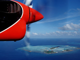 Aerial View of Maldives, Indian Ocean, South-Male Atoll, Dhigufinolhu, Veligandu, Bodu Huraa Photographic Print by Reinhard Dirscherl