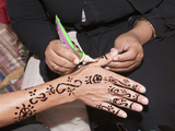 Henna Painting at Nubian Village on Elephantine Island, Aswan, Egypt Photographic Print by Reinhard Dirscherl