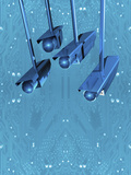 Illustration of Surveillance Cameras Against a Circuit Board Background Photographic Print by Victor Habbick