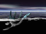 Illustration of the Legendary Loch Ness Monster Swimming, Scotland Photographic Print by Victor Habbick