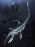 Illustration of the Loch Ness Monster Swimming Deep in Loch Ness in Scotland, UK Photographic Print by Victor Habbick