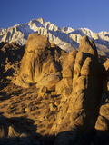 Granite Formations of the Alabamhills in Owens Valley in Front of Lone Pine Peak Photographic Print by Adam Jones
