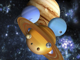 Illustration of the Nine Planets in Our Solar System Photographic Print by Victor Habbick