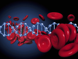 Conceptual Image of DNA and Red Blood Cells Photographic Print by Victor Habbick