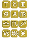 Illustration of Astrology Sign Buttons on a White Background Photographic Print by Victor Habbick