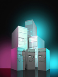 Conceptual Illustration of Computers on a Reflective Surface Photographic Print by Victor Habbick
