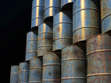 Stacked Oil Barrels Photographic Print by Victor Habbick