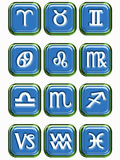 Illustration of Glossy Astrology Sign Buttons on a White Background Photographic Print by Victor Habbick