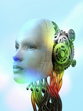Illustration of a Female Android Head Showing the Interior Workings Photographic Print by Victor Habbick
