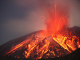 Vulcanian Eruption at Night of Lava from the Sakurajima Volcano, Japan Photographic Print by Richard Roscoe