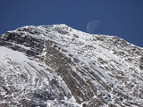 Dipping Paleozoic Strata and Moon, Yoho National Park, Canadian Rockies, British Columbia Photographic Print by Marli Miller