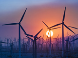 Wind Turbines Near Palm Springs, California, at Sunset Photographic Print by David Nunuk