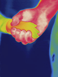 Thermogram - Child and Adult Holding Hands Photographic Print by Chuck Swartzell