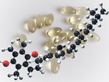 Molecular Model of Vitamin E with Vitamin E Capsules Fotografisk tryk af Carol & Mike Werner Molecular Model of Vitamin E with Vitamin E Capsules Fotografisk tryk af Carol & Mike Werner