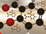 Aspirin Molecular Models, Acetylsalicylic Acid, Black = Carbon, White = Hydrogen, Red = Oxygen Photographie par Carol & Mike Werner