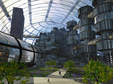 Illustration of an Enclosed City of the Future Photographic Print by Carol & Mike Werner