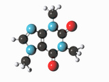 Illustration of a Caffeine Ball-And-Stick Molecular Model Photographic Print by Carol & Mike Werner